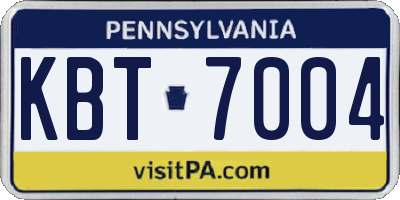 PA license plate KBT7004