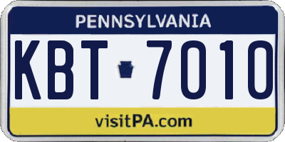 PA license plate KBT7010