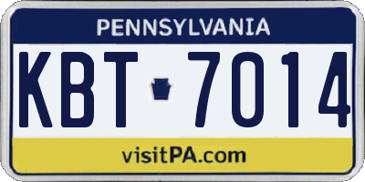 PA license plate KBT7014