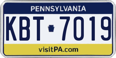 PA license plate KBT7019