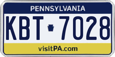PA license plate KBT7028