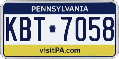 PA license plate KBT7058