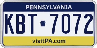 PA license plate KBT7072