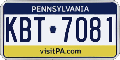PA license plate KBT7081