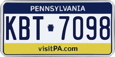 PA license plate KBT7098