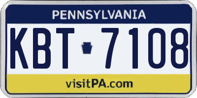 PA license plate KBT7108
