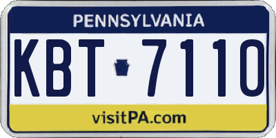 PA license plate KBT7110