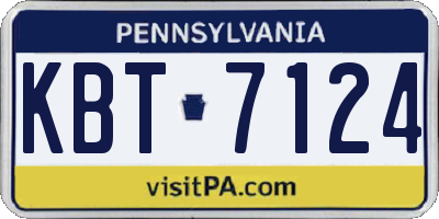 PA license plate KBT7124