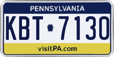 PA license plate KBT7130