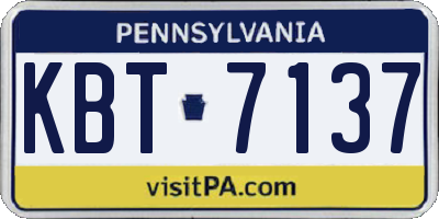 PA license plate KBT7137