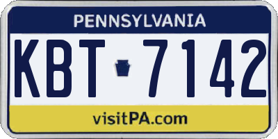 PA license plate KBT7142