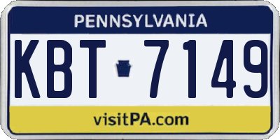 PA license plate KBT7149