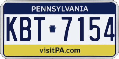 PA license plate KBT7154