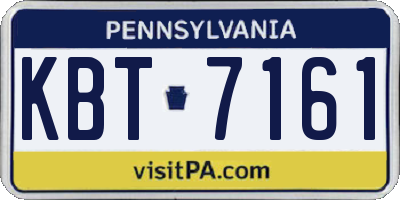 PA license plate KBT7161