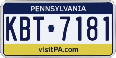 PA license plate KBT7181