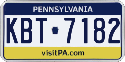 PA license plate KBT7182