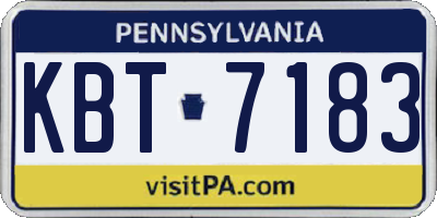 PA license plate KBT7183
