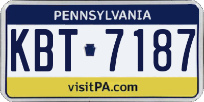 PA license plate KBT7187