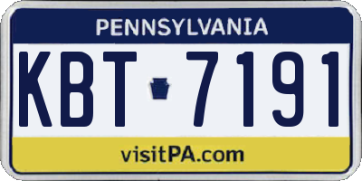PA license plate KBT7191