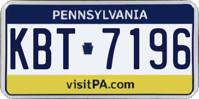 PA license plate KBT7196