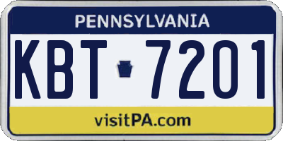 PA license plate KBT7201