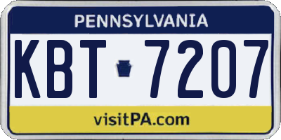 PA license plate KBT7207