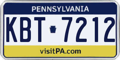 PA license plate KBT7212