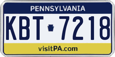 PA license plate KBT7218