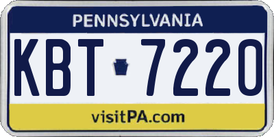 PA license plate KBT7220