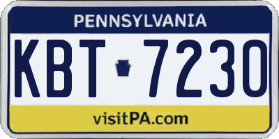 PA license plate KBT7230