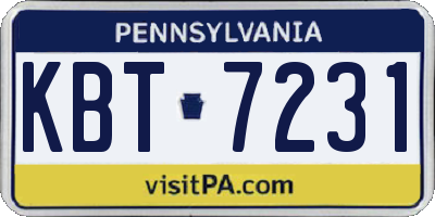PA license plate KBT7231