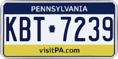 PA license plate KBT7239