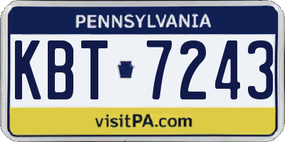 PA license plate KBT7243