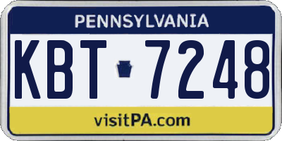 PA license plate KBT7248