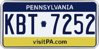 PA license plate KBT7252