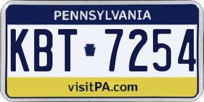 PA license plate KBT7254