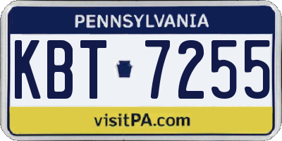 PA license plate KBT7255