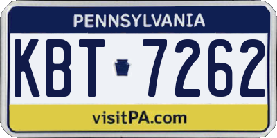 PA license plate KBT7262