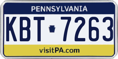 PA license plate KBT7263