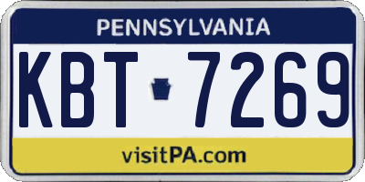 PA license plate KBT7269