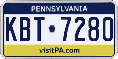 PA license plate KBT7280