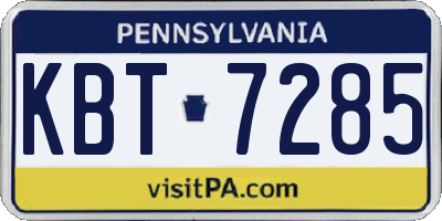 PA license plate KBT7285