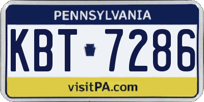 PA license plate KBT7286