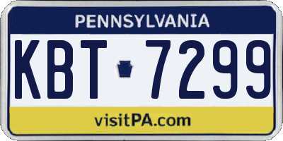 PA license plate KBT7299