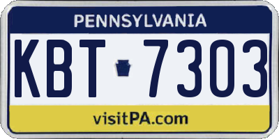 PA license plate KBT7303