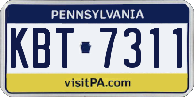 PA license plate KBT7311