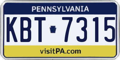 PA license plate KBT7315