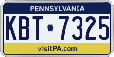 PA license plate KBT7325