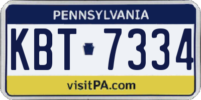 PA license plate KBT7334