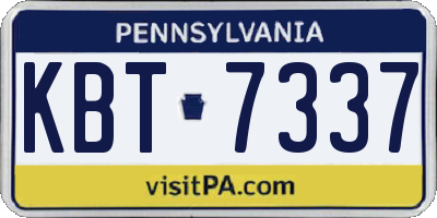 PA license plate KBT7337